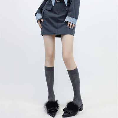 薄棉针织中筒袜韩国小腿堆堆袜