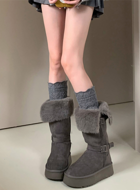 AYTofilms 秋冬浮雕镂空小腿袜搭靴子重工保暖针织叠穿堆堆中筒袜