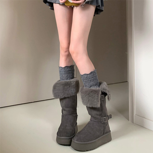 AYTofilms 秋冬浮雕镂空小腿袜搭靴子重工保暖针织叠穿堆堆中筒袜