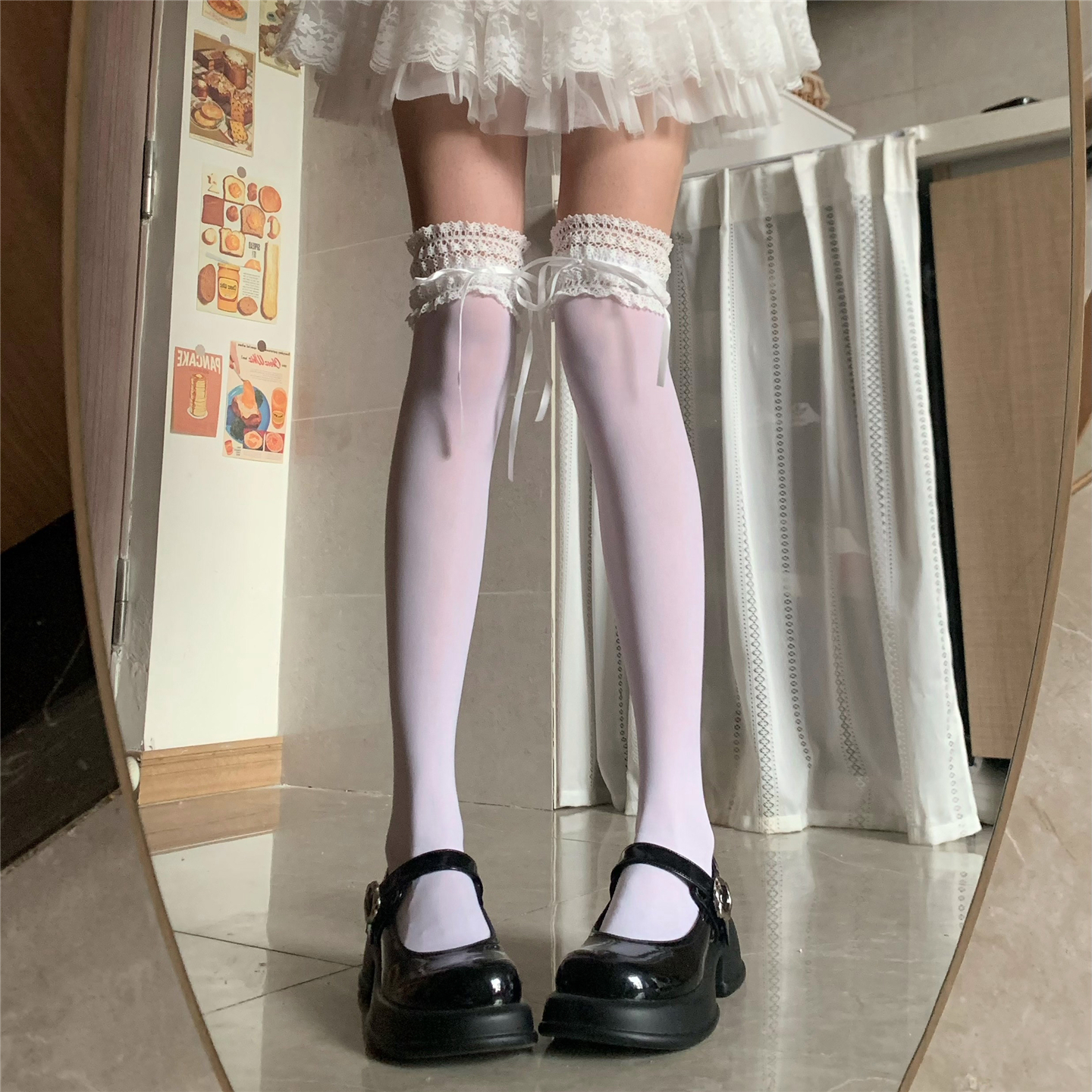 AYTofilms蕾丝过膝袜花边长筒袜