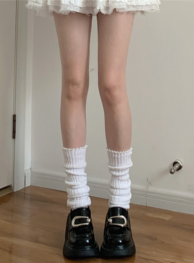 AY Tofilms针织木耳边袜套jk白色袜子女花边小腿套纯欲辣妹堆堆袜