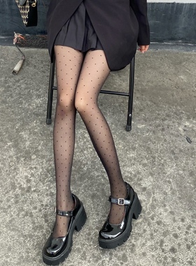 AY To films 辣妹黑丝网格小圆点学姐黑丝袜蹦迪性感防勾丝连裤袜