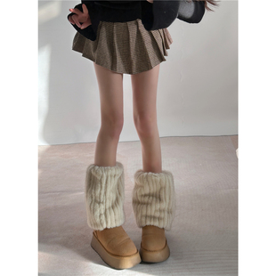 Tofilms雪宝仿水貂毛毛腿套加厚保暖堆堆袜套毛茸茸小腿套靴套