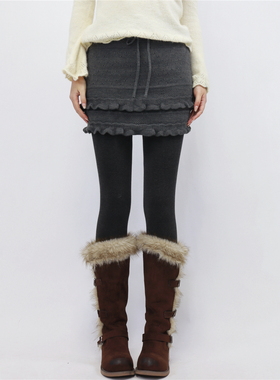 AYTofilms 秋冬灰色棉竖条加厚打底裤袜保暖分段压力显瘦连裤袜女