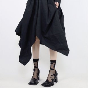 夏季 films 超薄玻璃丝袜子满身花朵透明水晶丝袜网纱短袜