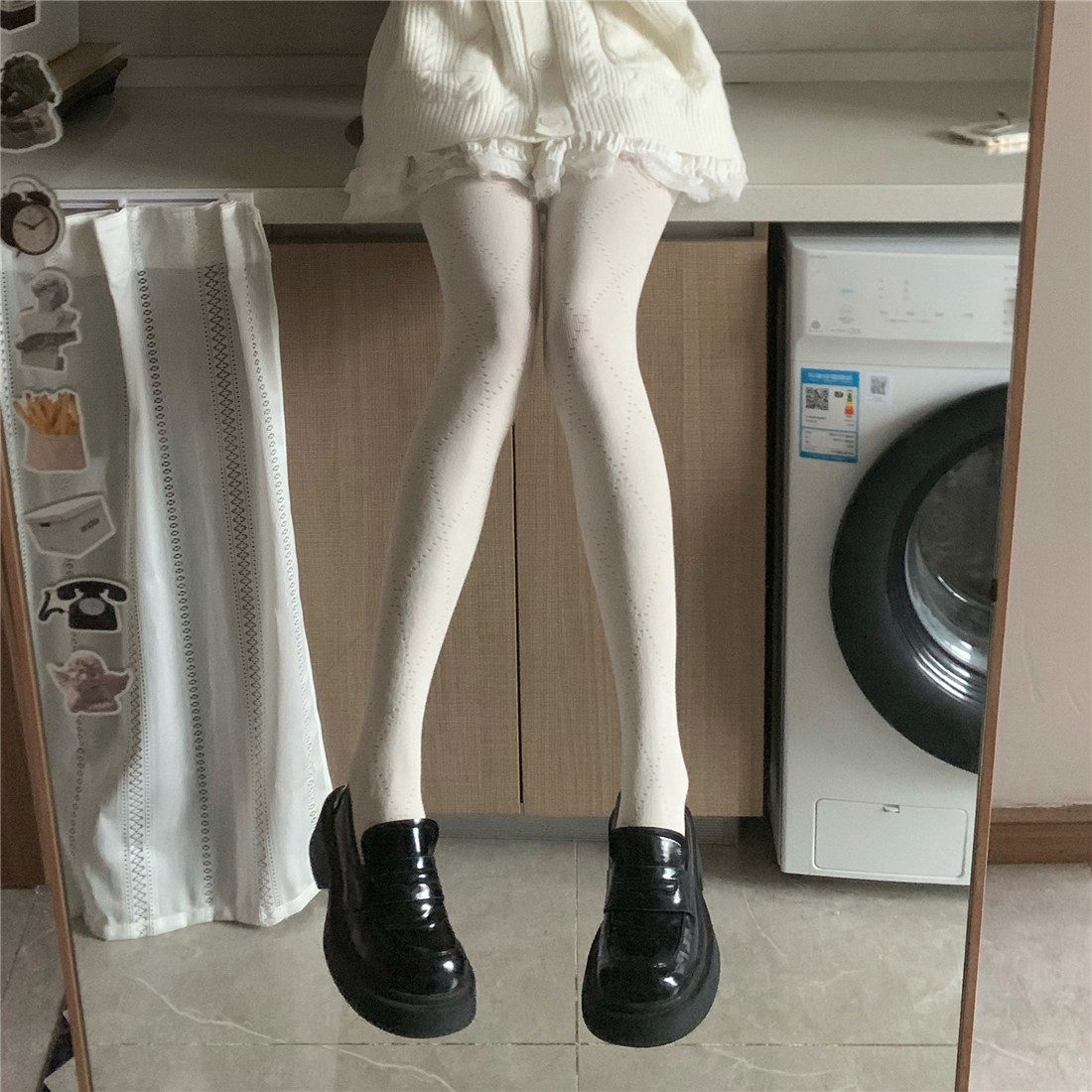 AY To films奶白连裤袜秋冬微透棉镂空菱形格显瘦miu系灰色打底袜,女士内衣/男士内衣/家居服,连裤袜/打底袜,淘宝优惠券,粉丝福利购,淘宝优惠卷