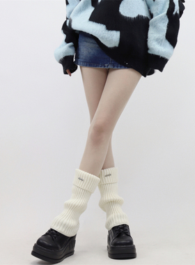 AY To films韩国博主加厚宽松金属标堆堆袜套靴套ins辣妹白色腿套