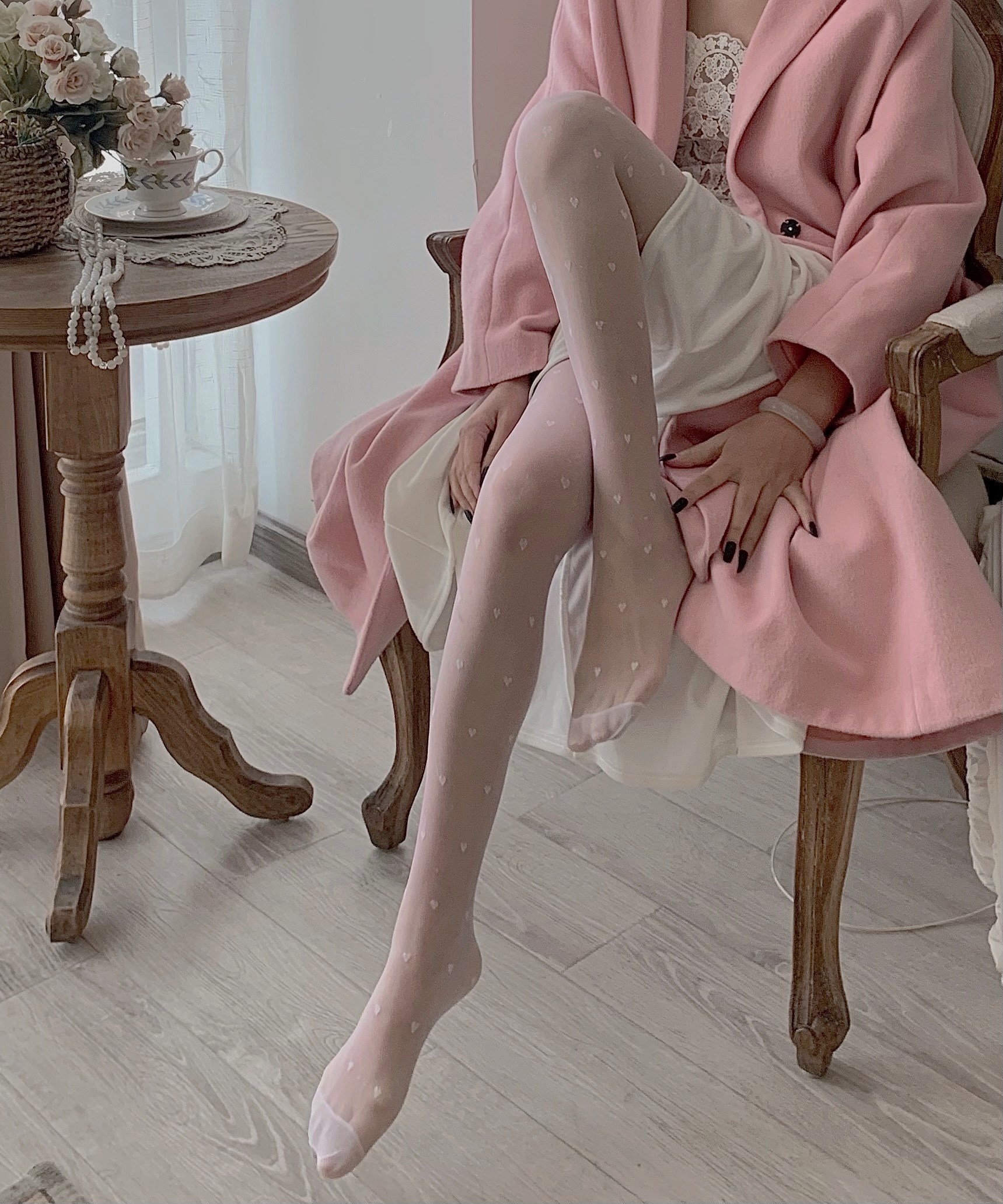 ay to films 21年春夏新款爱心白丝袜欲纯风白色丝袜性感超薄美腿