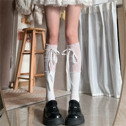 洛丽塔少女蕾丝拼接中筒堆堆袜