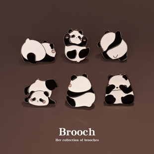 新款 可爱熊猫胸针国潮文创周边创意徽章呆萌百搭包衣服配挂件pin