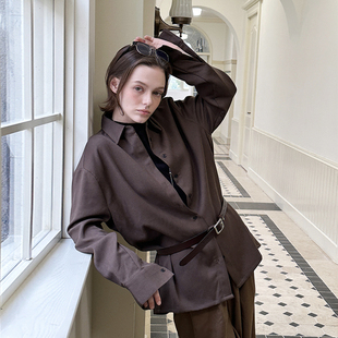 送披肩黑白两色可选 秋冬简约加厚两色羊毛混纺衬衫 BLMD Bella家