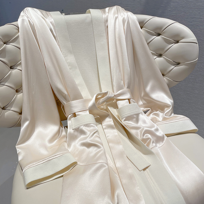 高级风真丝羊绒阔腿系带家居服