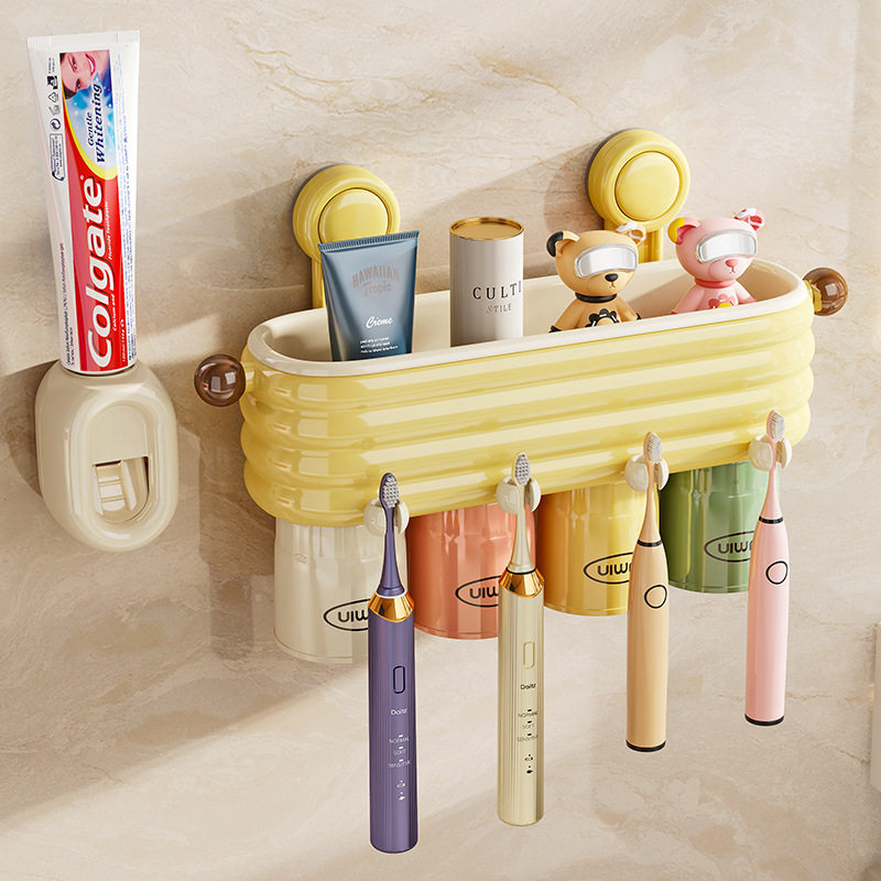 牙刷架壁挂磁吸倒挂免打孔电动牙刷置物架创意家用卫生间牙杯架