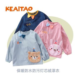 儿童罩衣秋冬灯芯绒外套长袖围裙男女宝反穿衣卡通倒褂热销防护