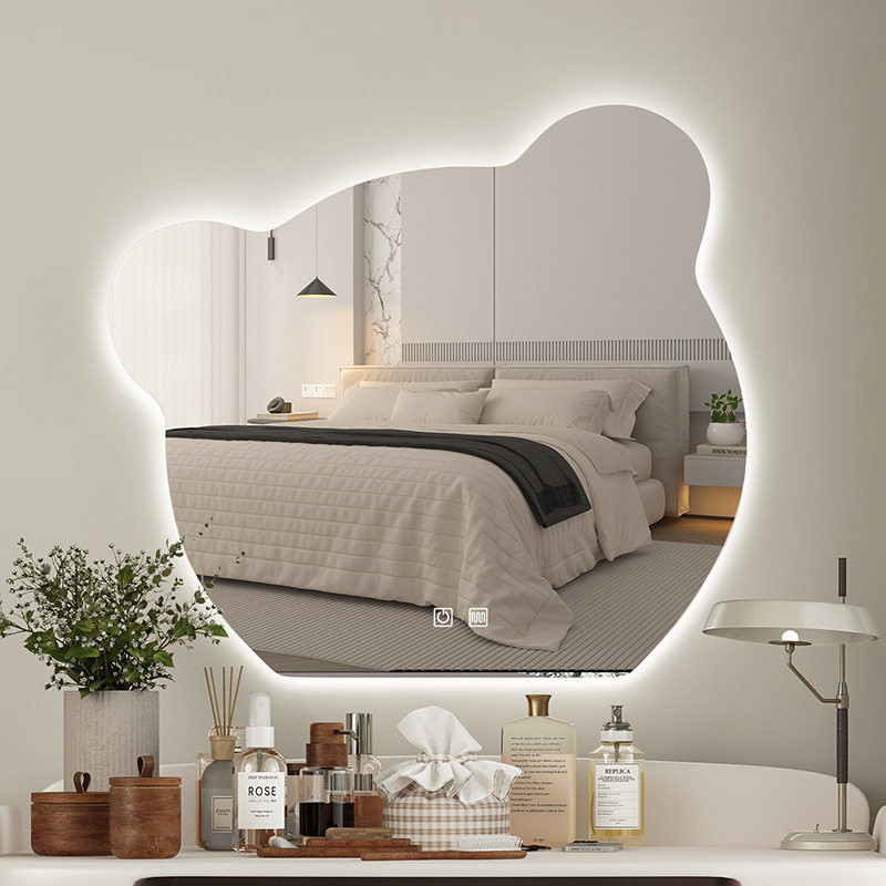 小熊智能led异形镜壁挂主卧梳妆台镜子桌面挂墙式带灯发光化妆镜