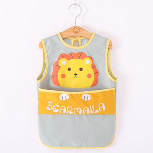 夏季无袖宝宝罩衣中长款全身防水儿童围裙男童吃饭食饭兜婴儿围兜