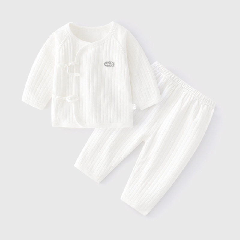 婴儿分体套装宝宝绑带和尚服0-6月新生儿四季无骨纯棉衣服家居服