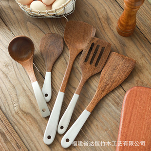 不粘锅专用长柄实木锅铲套装 鸡翅木锅铲 耐高温炒菜铲子木铲刻字