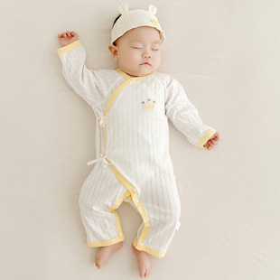 婴儿连体衣夏季薄款无骨哈衣纯棉a类空调服睡衣新生儿衣服批发