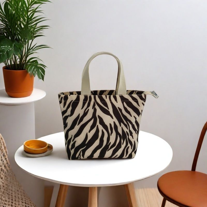 斑马纹帆布包韩版简约迷你托特包