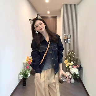 洋气牛仔外套女春季新款韩系复古百搭短款丹宁色长袖上衣夹克