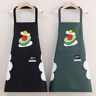 挂脖时尚围裙厨房防油家用做饭围腰定制防水摆摊餐饮年轻工作服