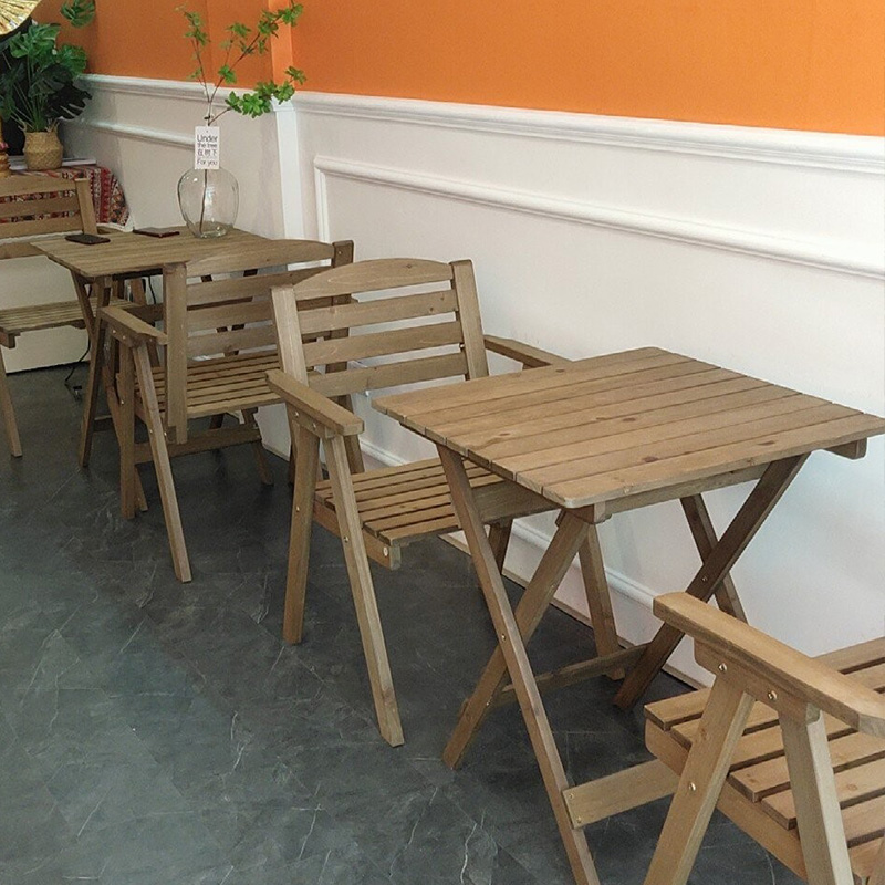 实木折叠桌椅套装小户型咖啡桌子