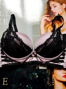 伊丝艾拉文胸女18458厚A杯中厚BC杯性感蕾丝聚拢上托小胸女士内衣