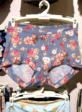 彩田冰丝内裤女31301中高腰平角裤石墨烯牛奶丝大码31353印花短裤