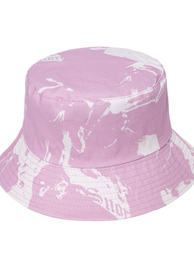 ins日韩小清新女韩版学生盆帽夏季防晒遮阳黄色扎染渔夫帽女春夏