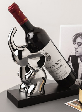 轻奢镀银大象红酒架酒柜摆件