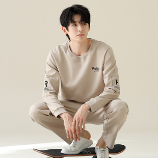 【270g重磅拉架棉】睡衣男秋冬季长袖纯棉加厚男士套头家居服套装