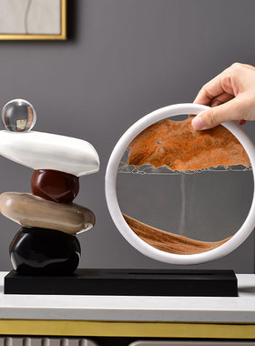 轻奢生水起流沙画摆件酒柜办公室家居电视柜装饰开业乔迁礼品