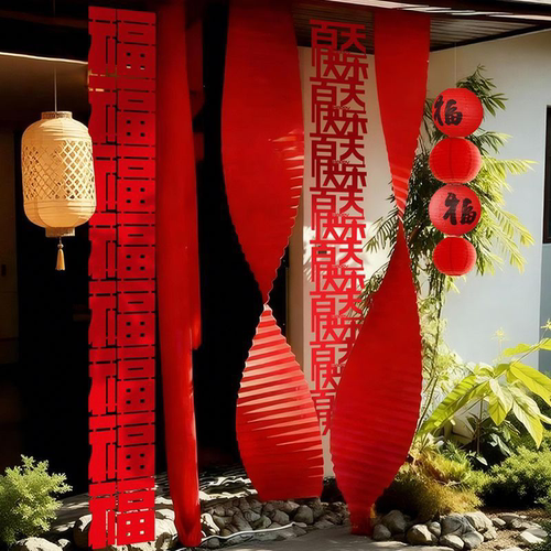 宝宝百日宴拍照道具红色瓦楞纸仪式感30天布置背景周岁百天100天