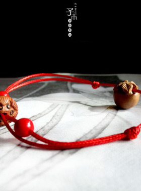 桃木平安莲花脚链手链