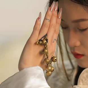 新中式 国风道家系列铜铃手串手脚链复古风铃挂件手工编织手链男女