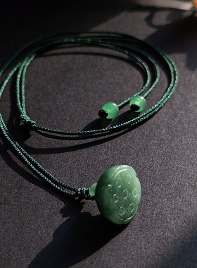 复古民族风小清新文艺项链短款东陵玉绳子毛衣链女森系莲蓬锁骨链