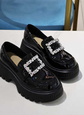 爱乐诗兰厚底乐福小真皮单鞋子春夏新女款白色英伦风超软增高4c32