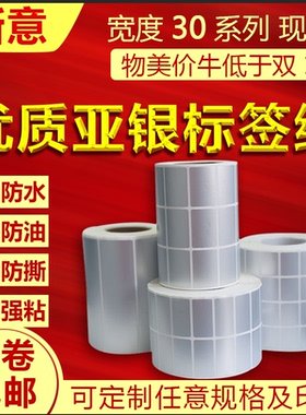 亚银不干胶标签30X6X8X10X15X20x25X3032x19 35x10x25 哑银条码纸