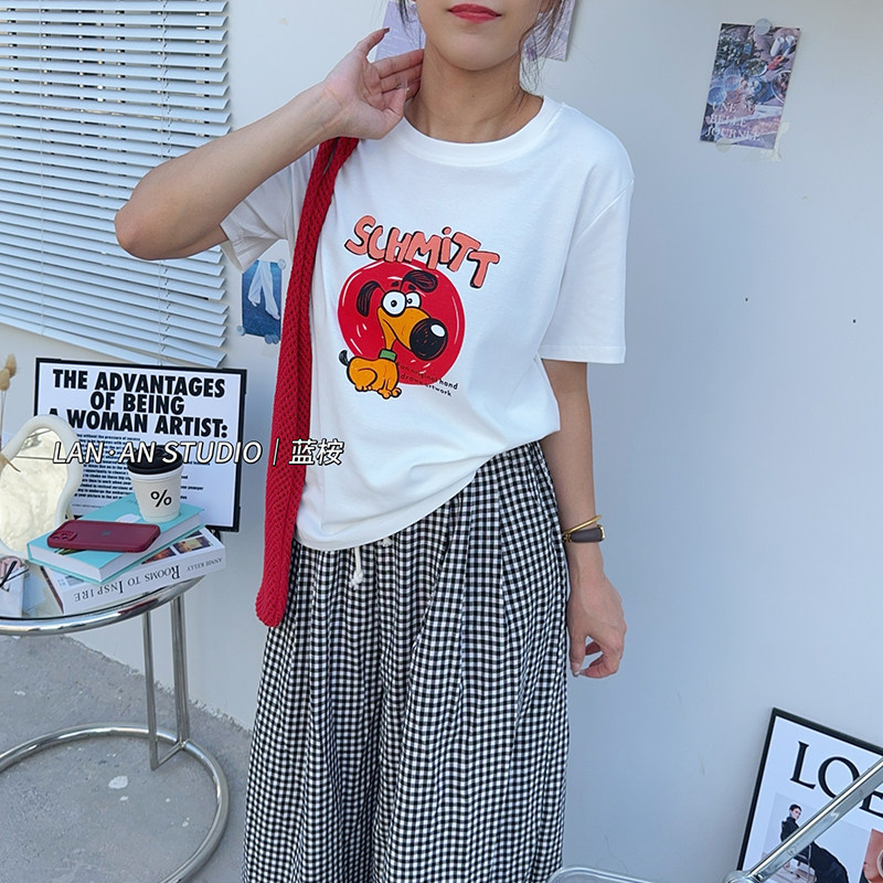 均码卡通狗狗印花T恤女装