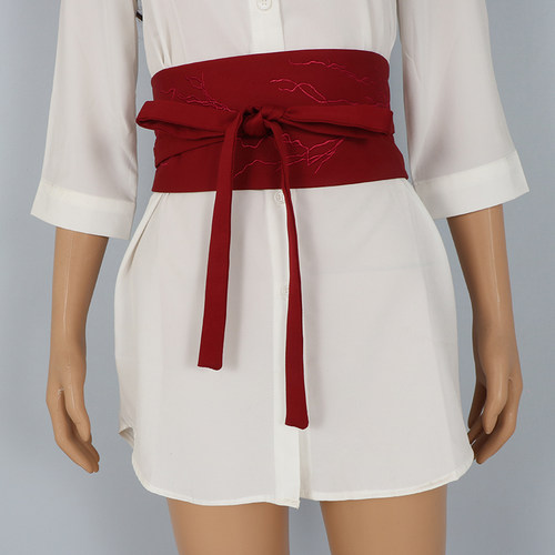 女红色马面裙宽腰封绑带布汉服配