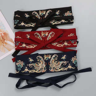 新中式刺绣女士装饰红色蝴蝶结搭配衬衫质感马面裙配饰腰封中国风