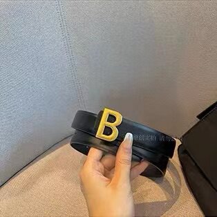 子熙同款百搭B字母真皮腰带