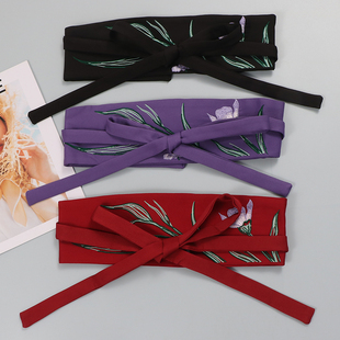 马面裙汉服配饰时尚配连衣裙减龄百搭汉服绸面显瘦百搭腰封黑色女