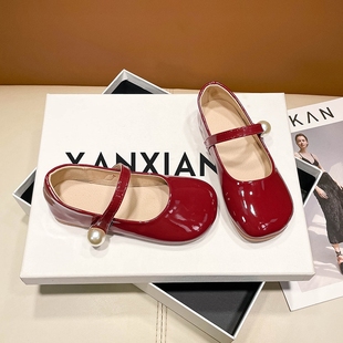 2025新款 百搭演出鞋 夏季 春秋韩版 儿童包头公主风皮鞋 女童红色单鞋