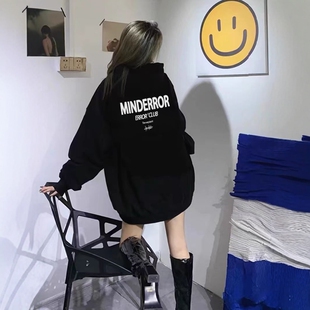 卫衣女2025新款爆款oversize慵懒风潮牌美式黑色秋冬上衣女连帽