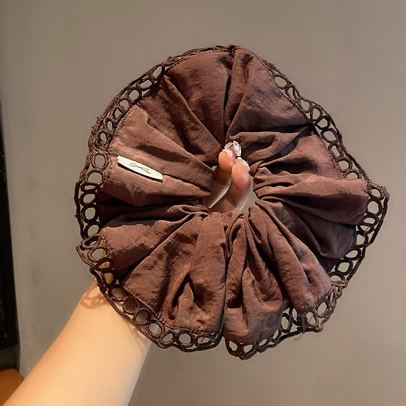 韩国新款镂空花边气质大肠发圈女高级感时尚发绳优雅后脑勺扎头绳