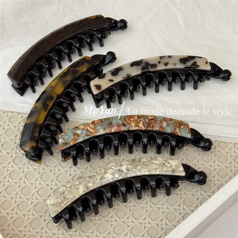 韩版网红同款发夹醋酸板材贴片马尾夹百搭香蕉夹竖夹高级感扭扭夹