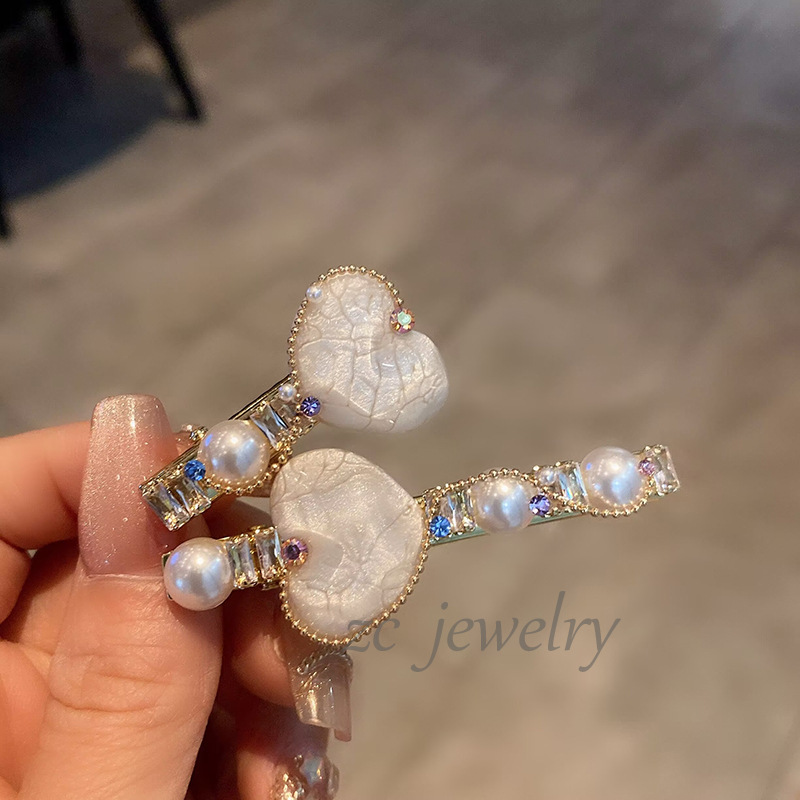 琉璃水晶发夹女设计感小众独特鸭嘴夹新款高级感爱心侧边夹刘海夹