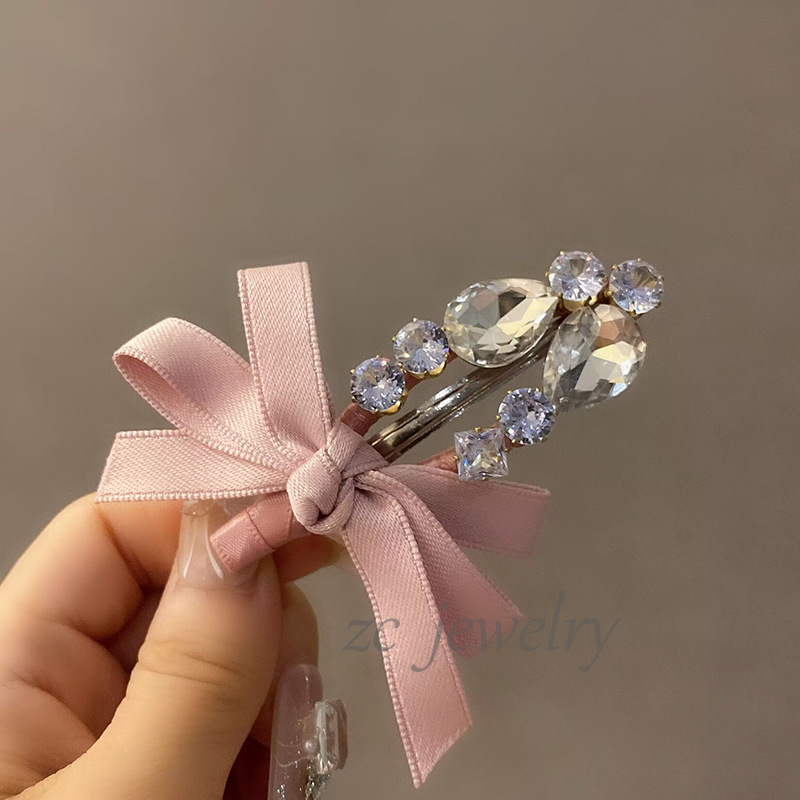 张元英同款闪钻蝴蝶结发夹女高级感小众侧边夹甜美刘海夹轻奢发卡